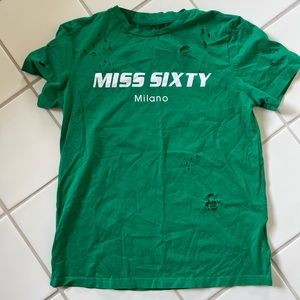 MISS SIXTY DESTROYED GREEN TEE SHIRT